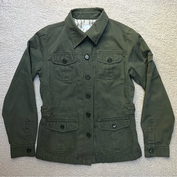 Giacca army green utility military jacket striped lining 100% cotton overcoat - Picture 6 of 16